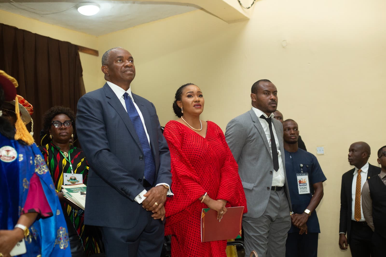L-R: Mr. Udom Inoyo, Sen.(Mrs.) Daisy Danjuma (represented) and Mr. Vincent Enyeama before their conferment