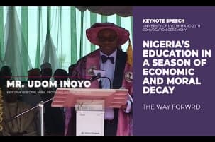 19th & 20th UNIUYO Convocation: UDOM INOYO - Nigeria’s Education in A Season of Economic and Moral Decay