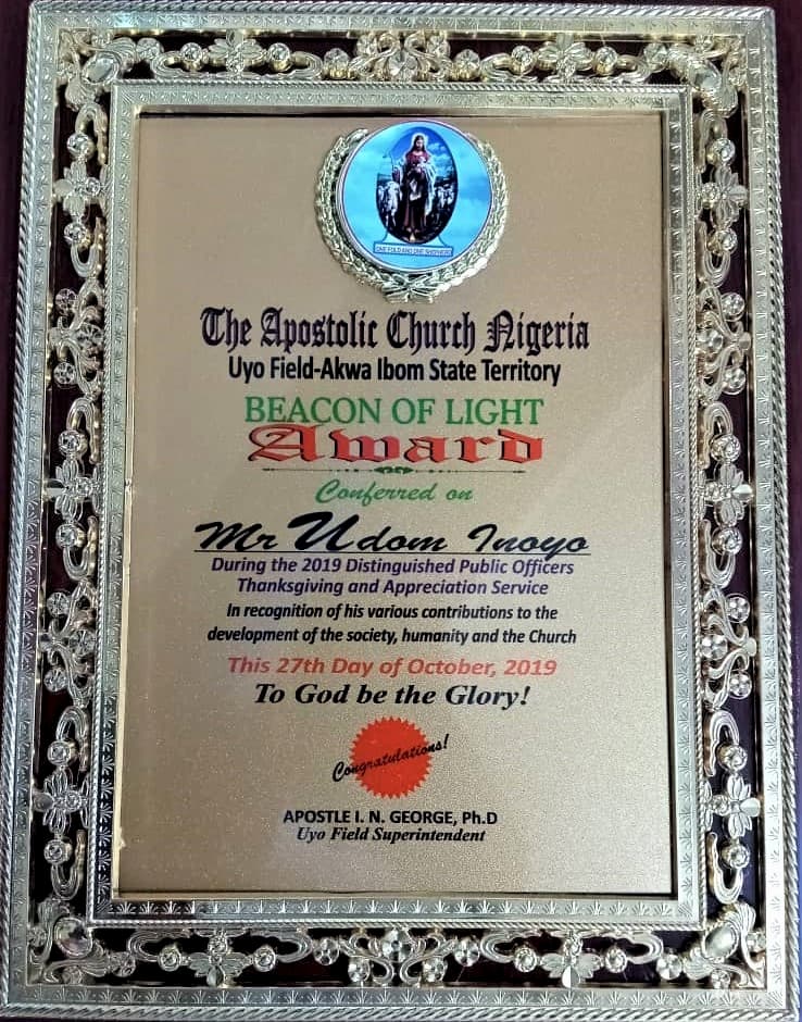 The Apostolic Church Nigeria, Honours Mr. Udom Inoyo